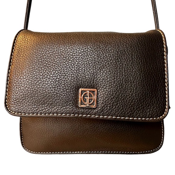 Giani Bernini Dark Brown Pebble Leather Crossbody Bag Purse Handbag NWOT - Picture 1 of 11